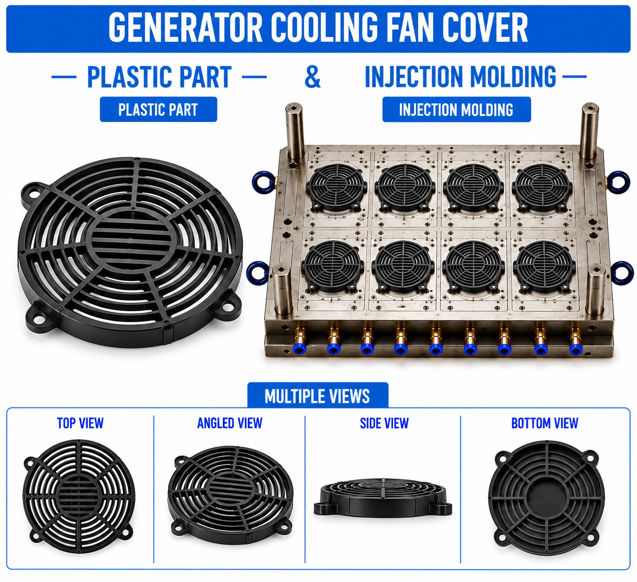 Generator Plastic Cooling Fan Cover Mould and Moulding Service